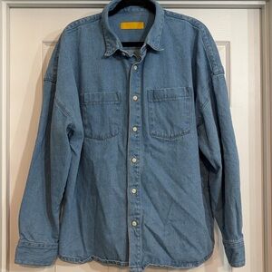 Yellow Label Co. Blue Denim Shirt Overshirt Size Lg